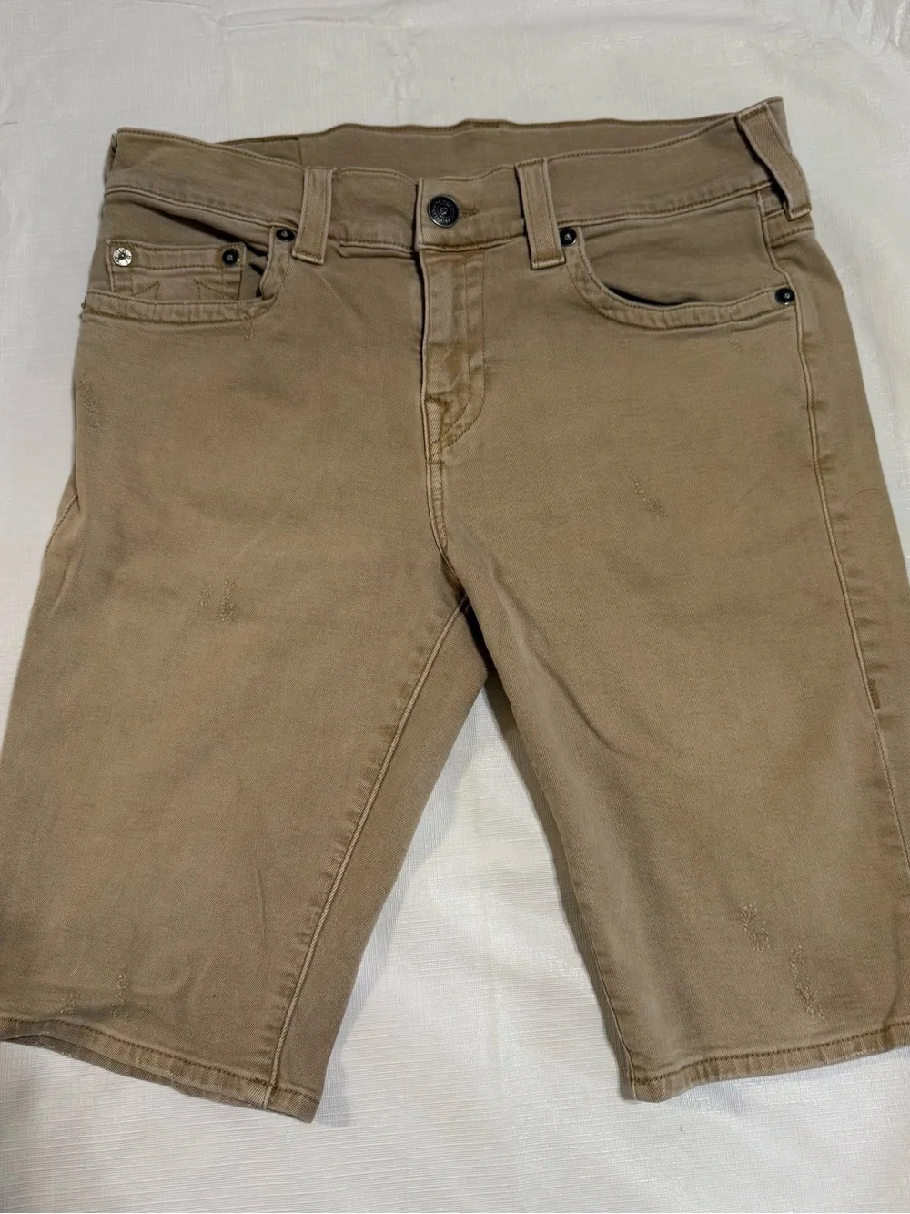 True Religion Men's Tan Denim Shorts size 32